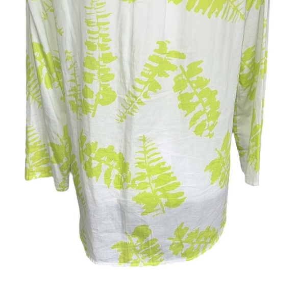 Persifor White & Lime Green Leaf Print Tunic Top Blouse - L - Picture 7 of 11
